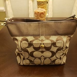 Coach Signature Stripe Hobo Shoulder Bag
